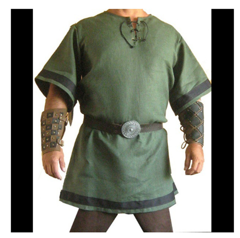 Men Medieval Viking Tunic Top Shirt Blouse Pirate Knight Cos Fancy Costume gallery