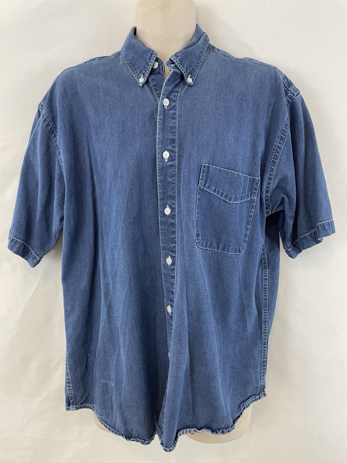 AB American Blue Mens L Blue Authentic Denim Cotton/Rayon SS Shirt gallery