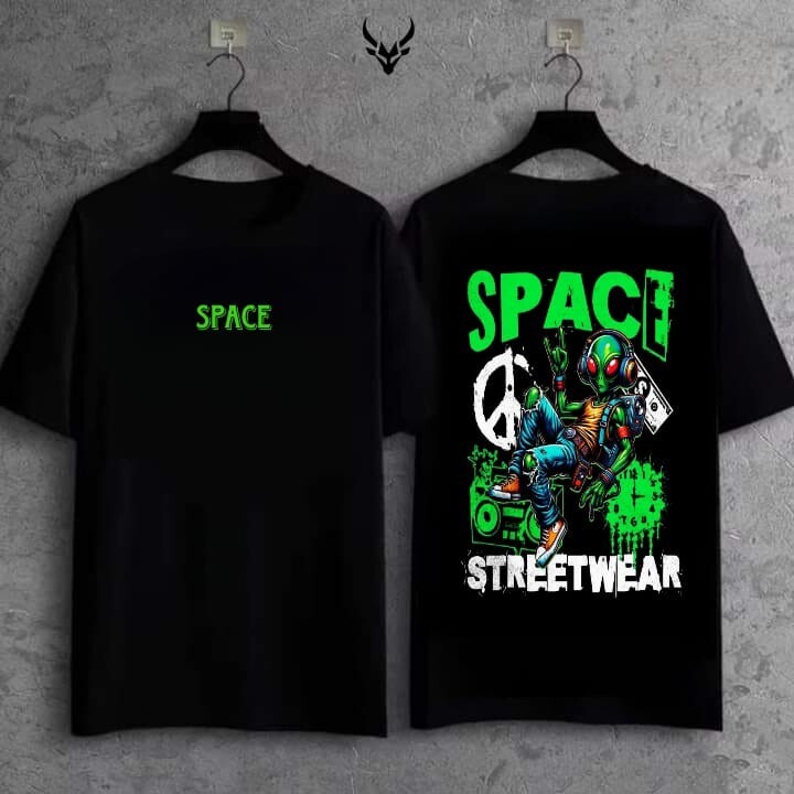 Stylish Black T-Shirts with Unique Printed Designs gallery