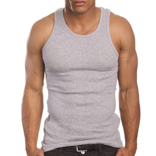 Pack of 3 Mens 100% Cotton Tank Top A-Shirt Wife Beater Undershirt Ribbed Muscle gallery