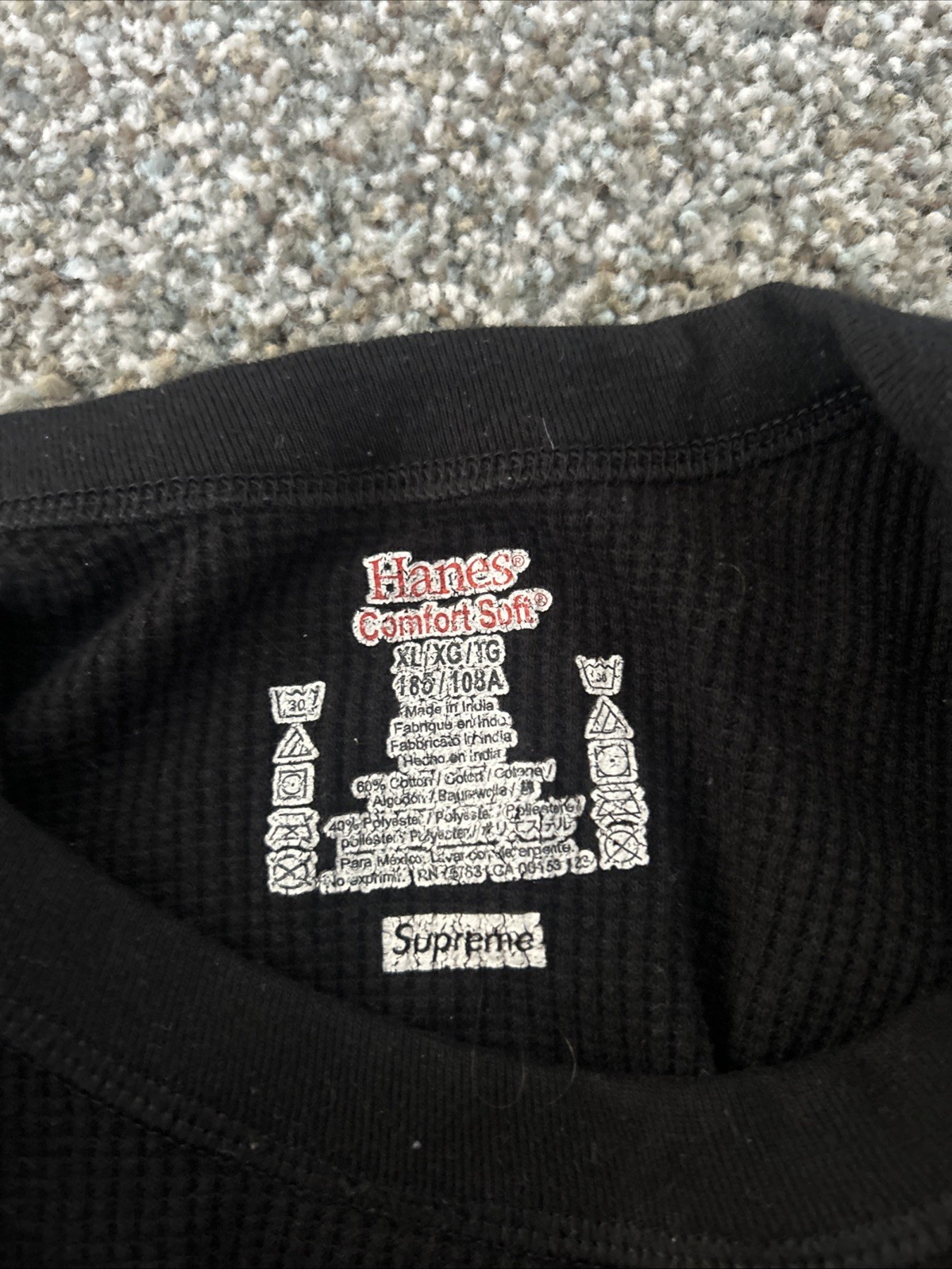 Supreme x Hanes FW21 Skeleton Bone Thermal Shirt Waffle Crew Red Small gallery
