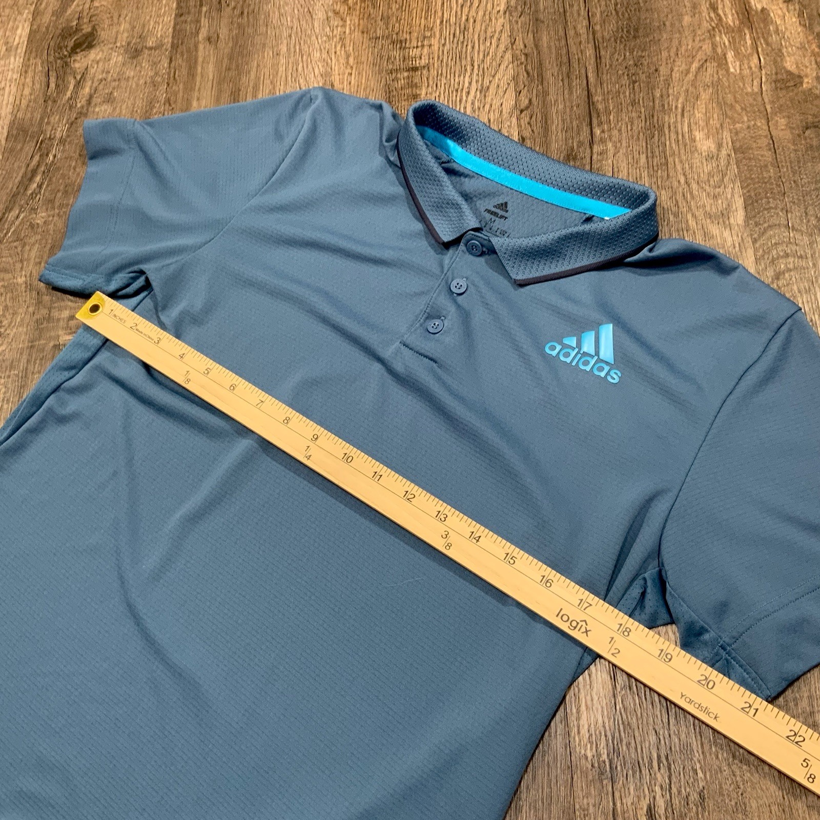 Adidas Freelift Polo Men's M Blue Short Sleeve Tennis Shirt Gameset Logo gallery