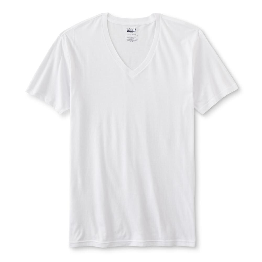 Basic Editions Men’s White 7-Pack V-Neck Tees Small