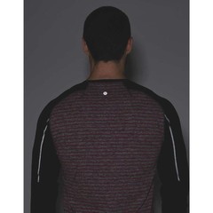 Lululemon Surge Warm Crew Raven Stripe Cranberry Heathered Black XXL