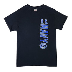 US Navy Double Sided Retro T-shirt Small Black Military Crew Tee Y2K Streetwear