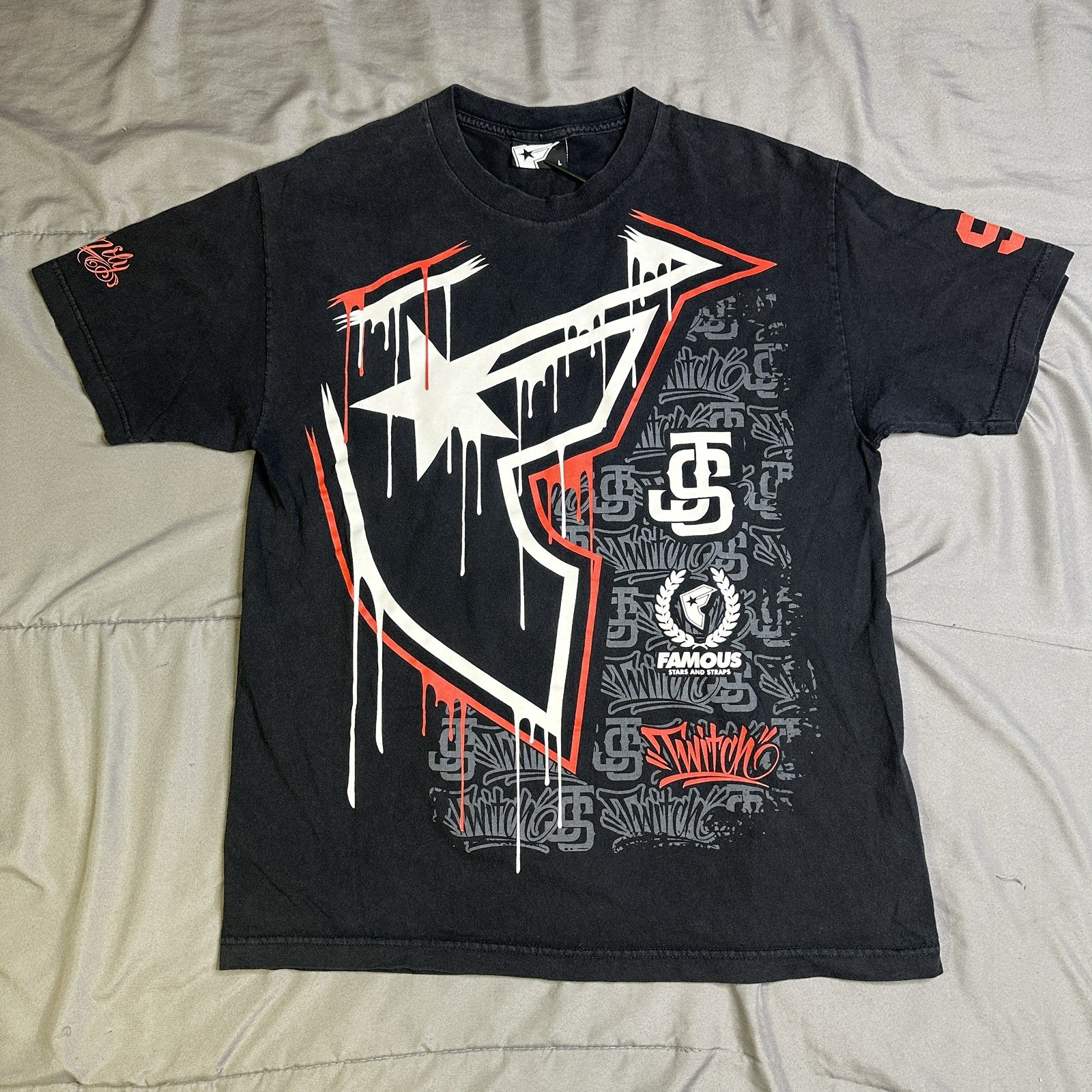 Famous Stars and Straps x TWITCH Jeremy Stenberg Y2K T-Shirt Black Size Large