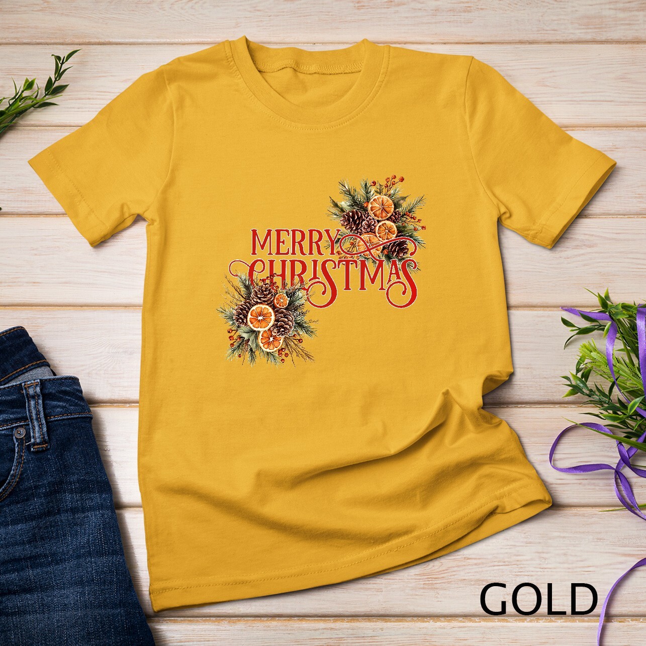 Festive Winter Wreath Holiday Graphic Funny Christmas Shirt Unisex T-shirt gallery