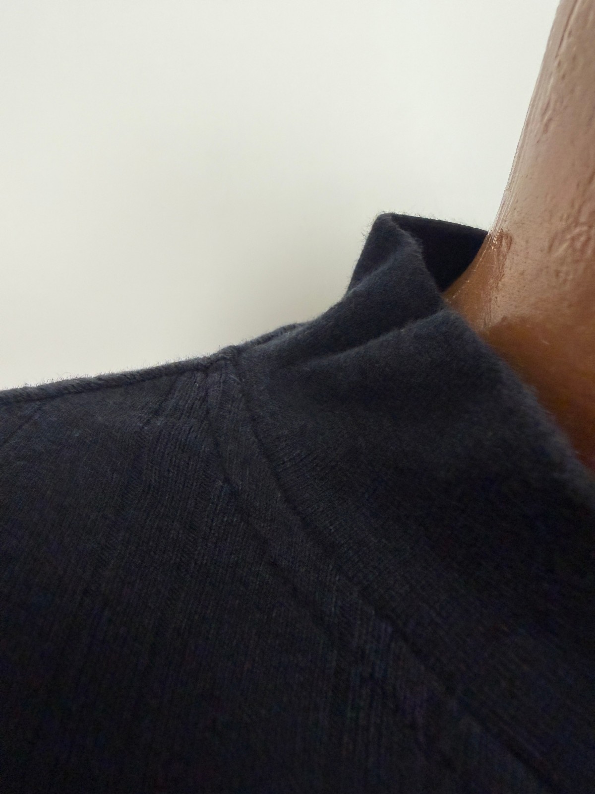 Vintage Ribbed Mock Neck Shirt Men XL Stretchy Minimal Preppy Black Rayon Cotton gallery