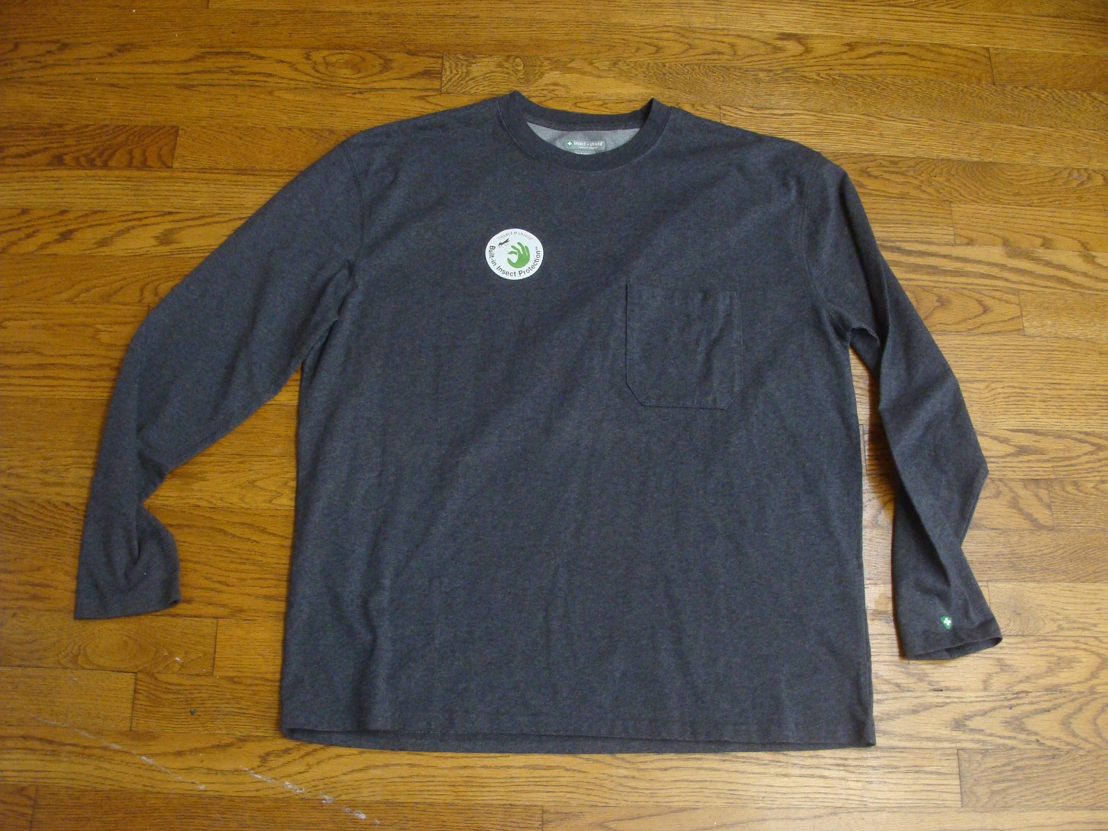 Insect Shield New Dri Balance UPF 30 Gray Long Sleeve Pocket T Shirt Size XL