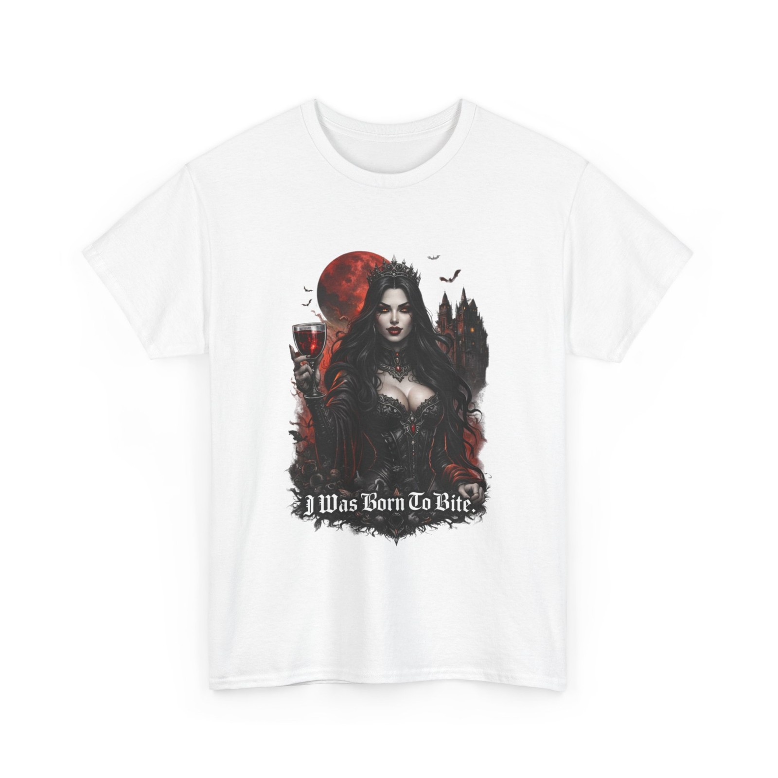 Dark Vampire Woman 'I Was Born To Bite' T-Shirt | Gothic Vampire Tee shirt x her gallery