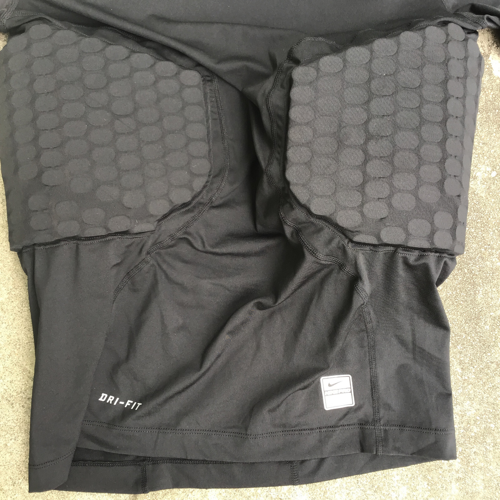 NWT NIKE PRO Men Large Black Compression Base Layer w/ Ribs and Back Padding gallery