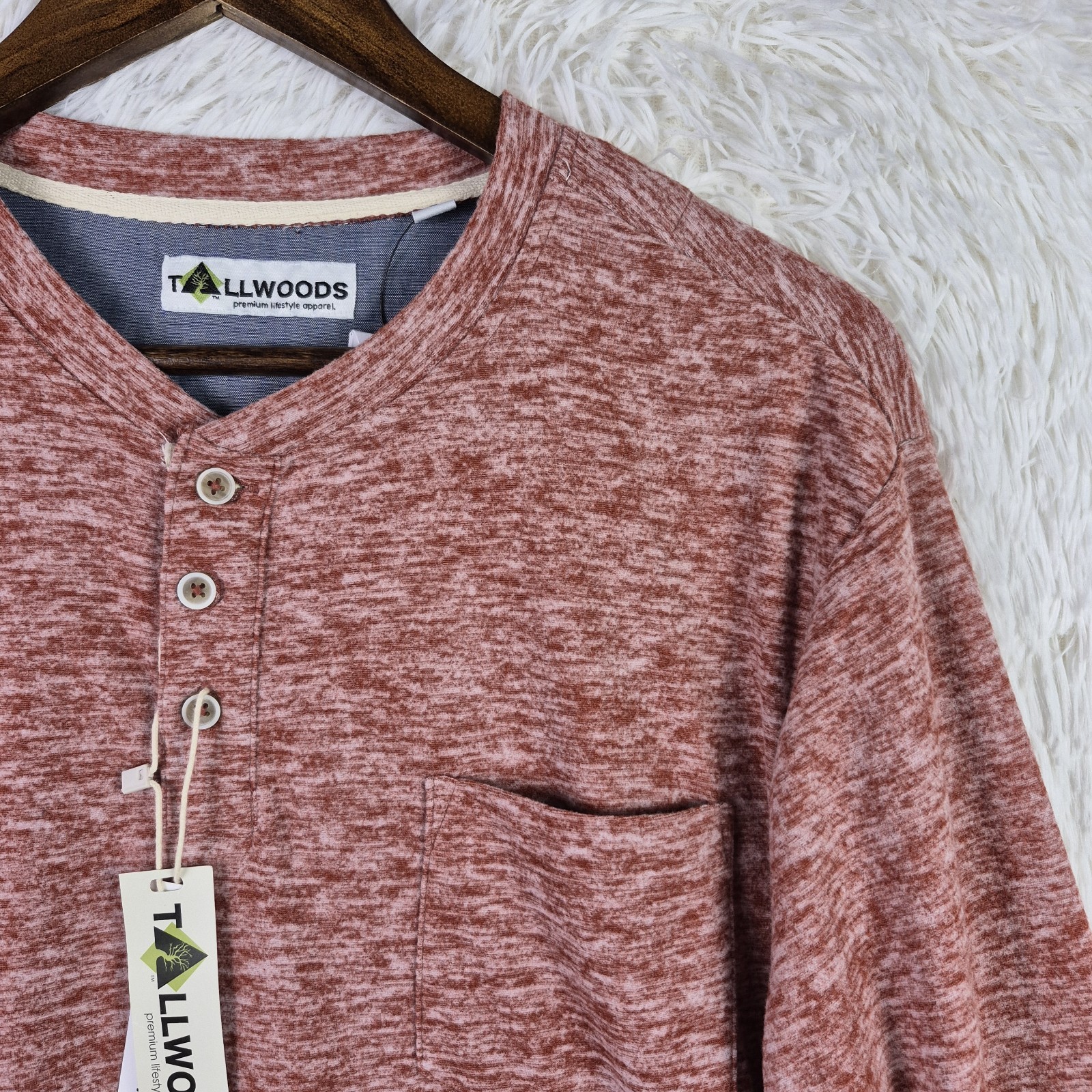 NWT Tallwoods Mens L Heather Red Long Sleeve Super Soft Henley Shirt Outdoor gallery