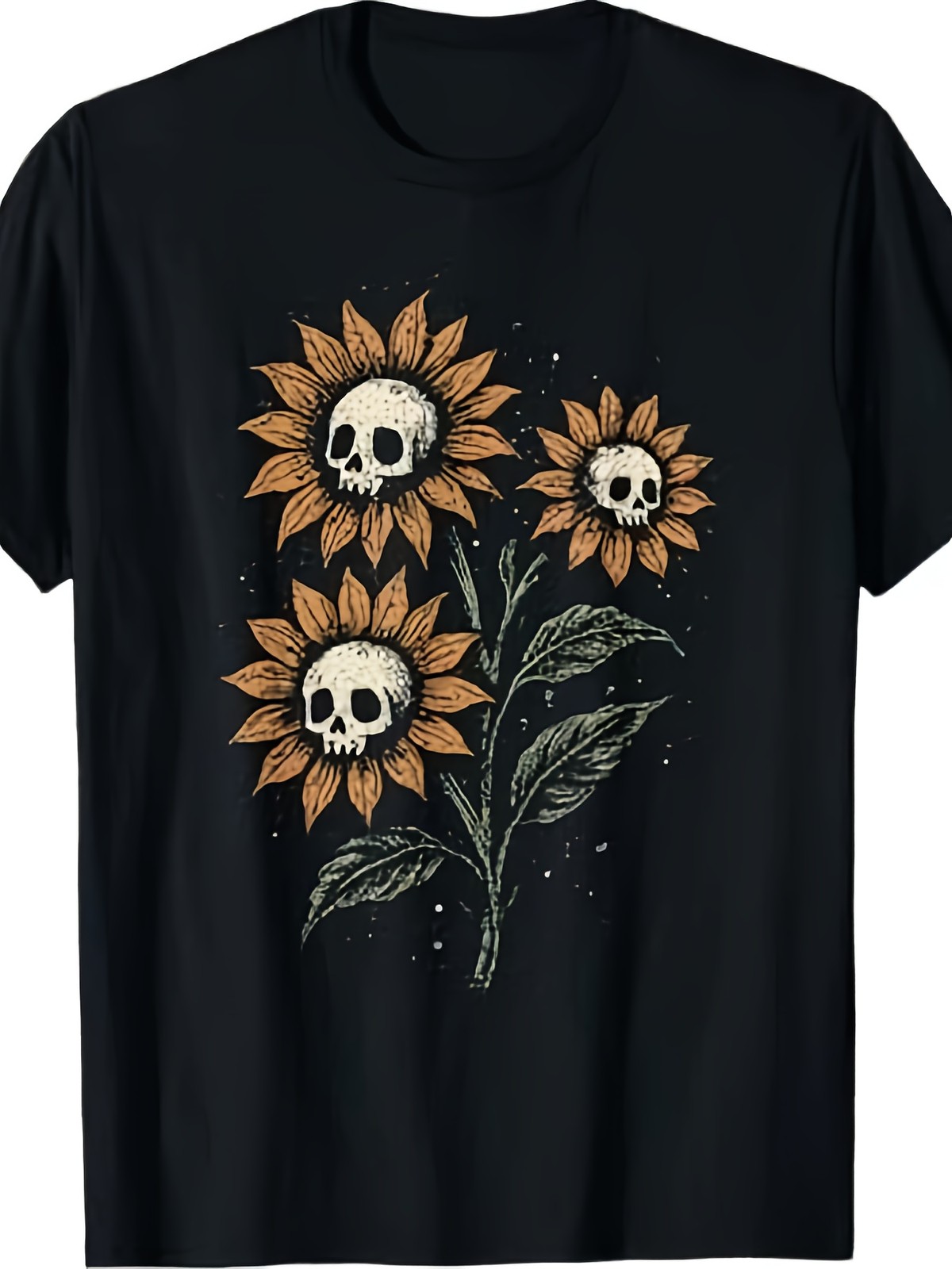 Skull Sunflower Gothic Grunge Y2K Graphic T-Shirt Creepy Cute Goth Alt Aesthetic gallery