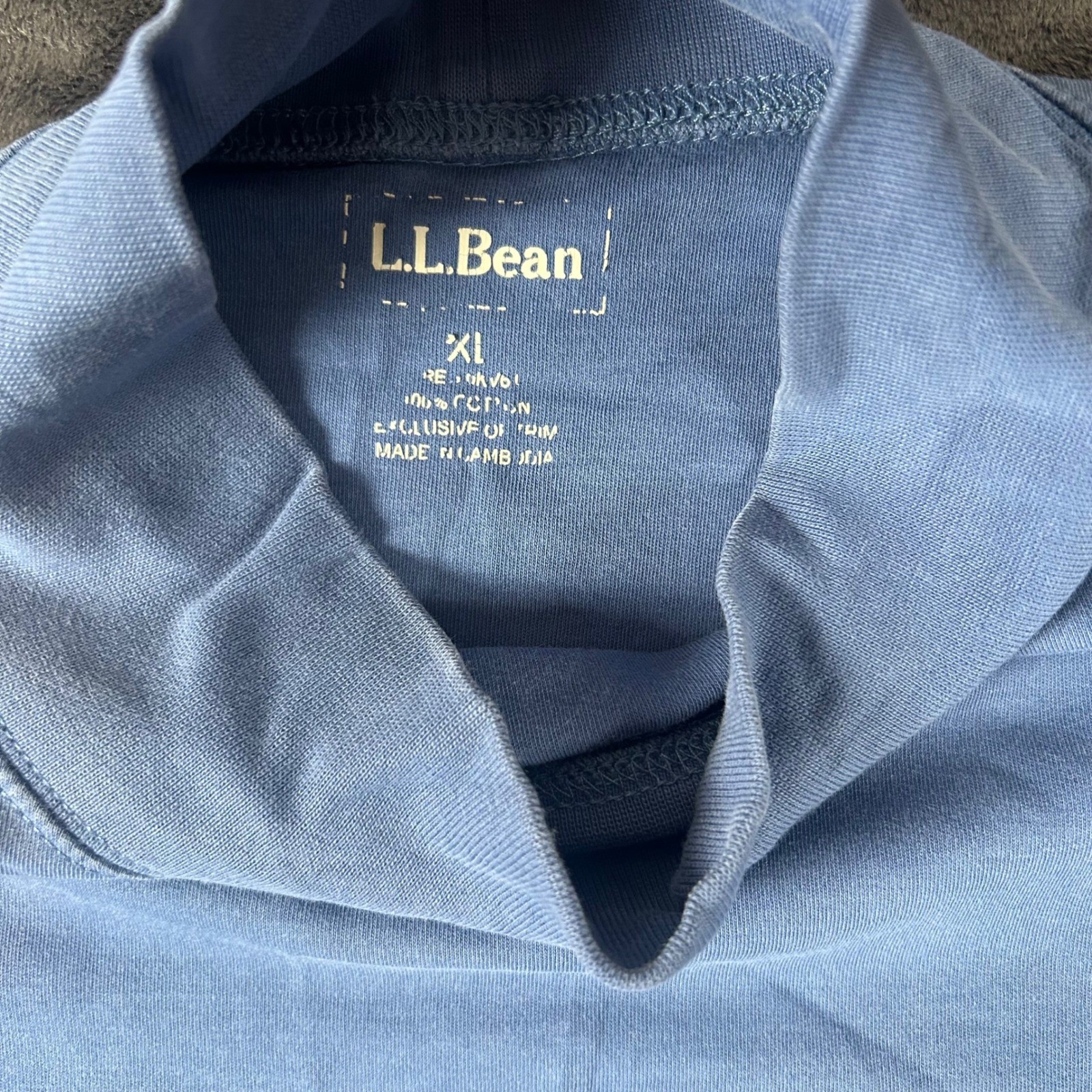 L.L. Bean Mock Neck Shirt Mens XL Blue Long Sleeve Cotton Layering Basic gallery
