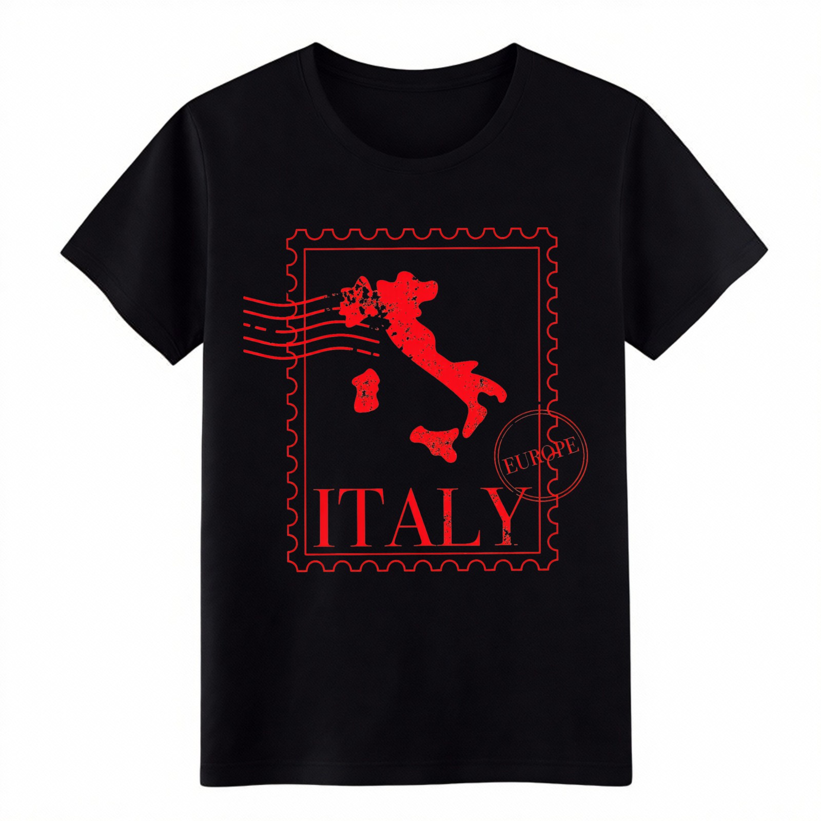 Italy Stamp Map Graphic T Shirt European Travel Distressed Italian Country Tee