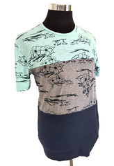 Ocean Current Tee Shirt Men’s Size L Blue Gray Green Crew Neck Cotton Blend