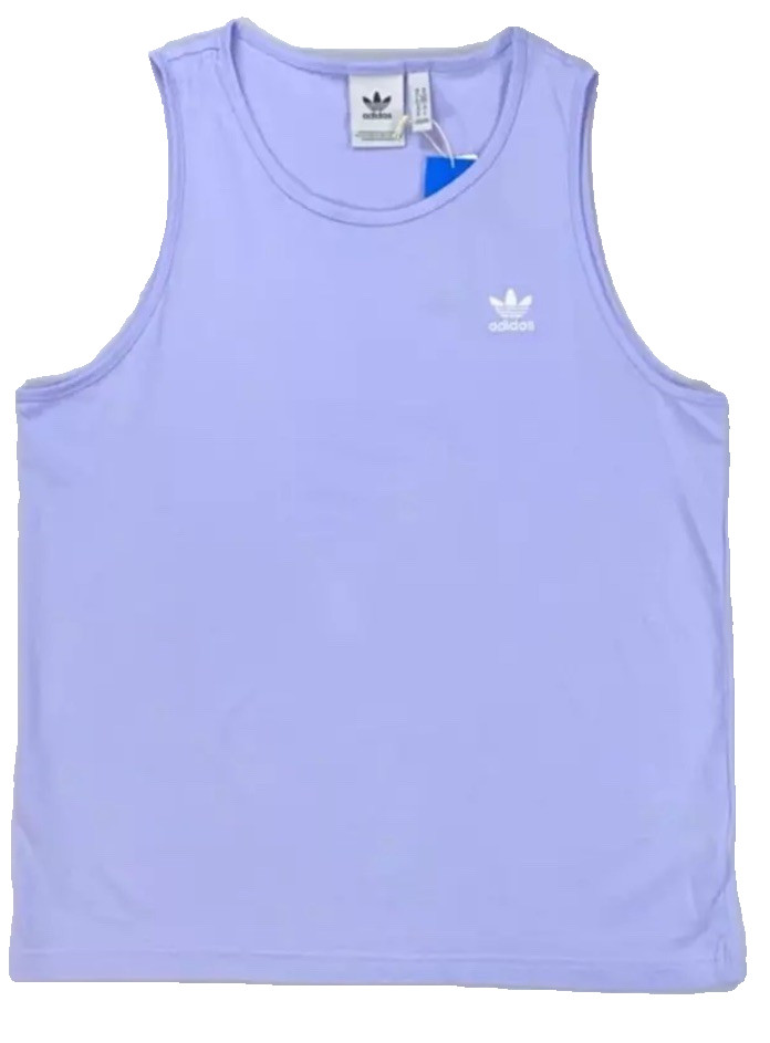 Men’s Adidas Originals Essentials Embroidered Logo Trefoil Tank Top Violet SMALL
