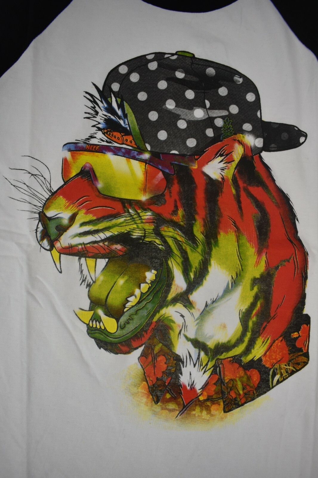 Neff Mens Fang Raglan 3/4 Sleeve White Shirt NWT S, M, L, XL, 2XL gallery