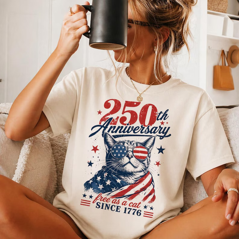 Free As a Cat Shirt, USA 1776–2026 T-Shirt, 250th Years of Shirt gallery
