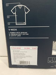Levis 4 Pack Mens V-Neck Premium Cotton T-Shirts Sizes: S, M, L White/Black/Grey