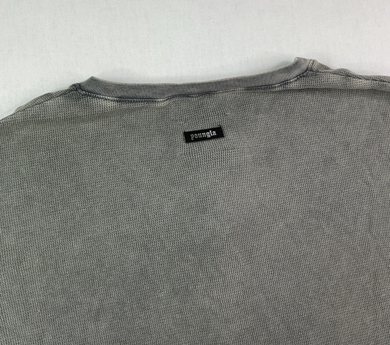 YoungLA Henley Shirt Men Sz 2XL 8034 Thermal Long Sleeve Gray Wash Tee NWT gallery