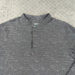 Bugatchi OoohCotton Tech Shirt Henley Long Sleeve Black Men Medium