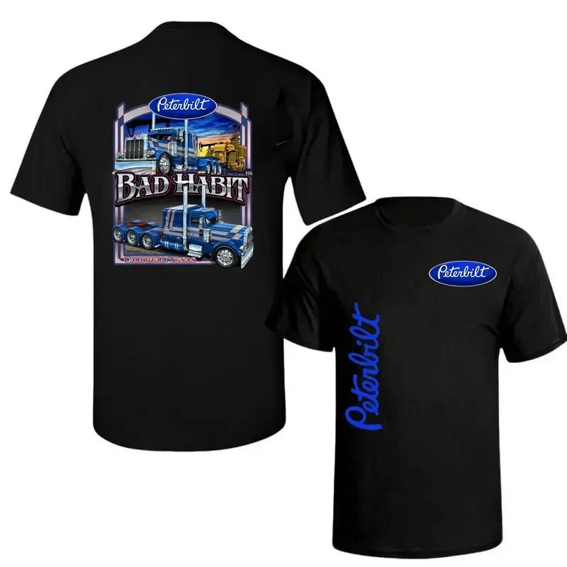 Peterbilt Shirt – 2-Sided Semi Truck Graphic Tee, Bold Blue Rig Artwork
