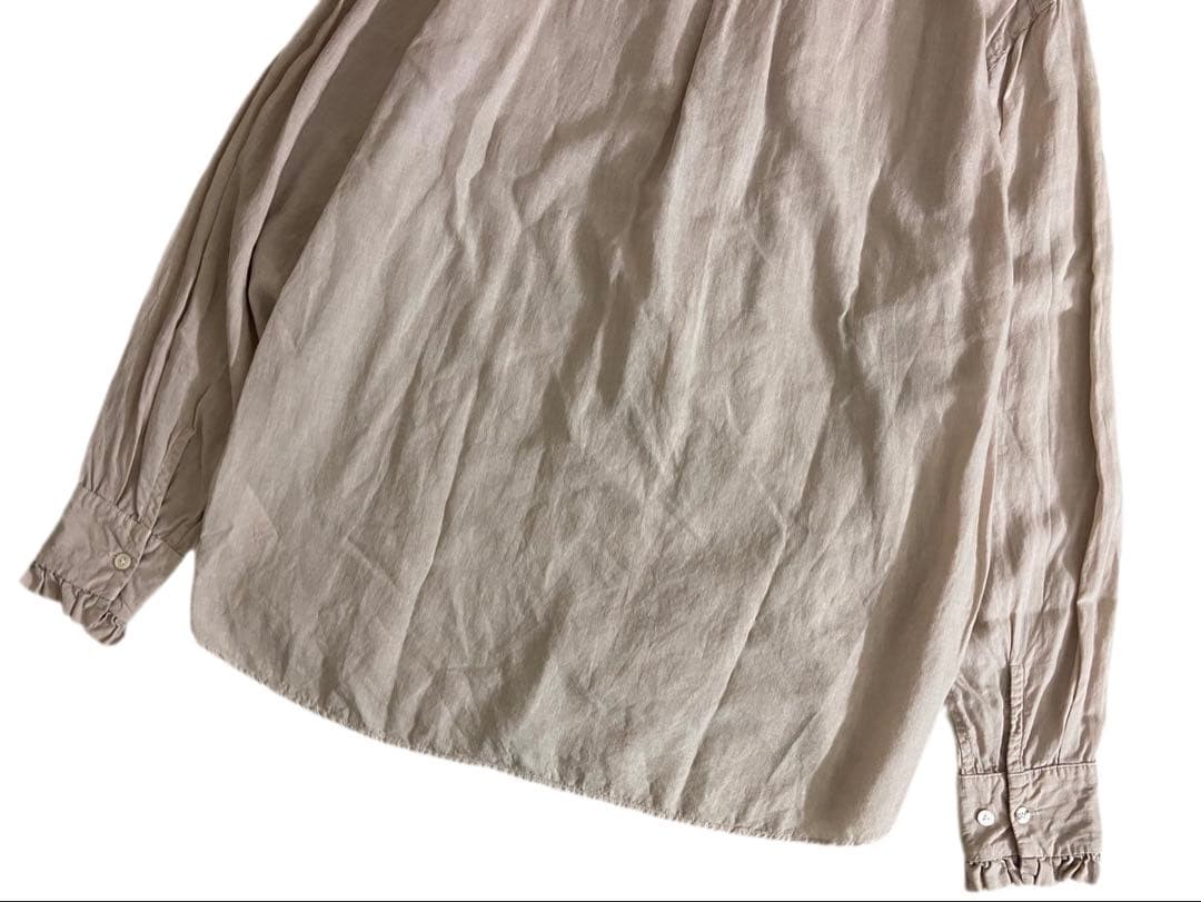 KAPITAL Linen Ruffle Prague Shirt Unisex Summer Top Flat-Front gallery
