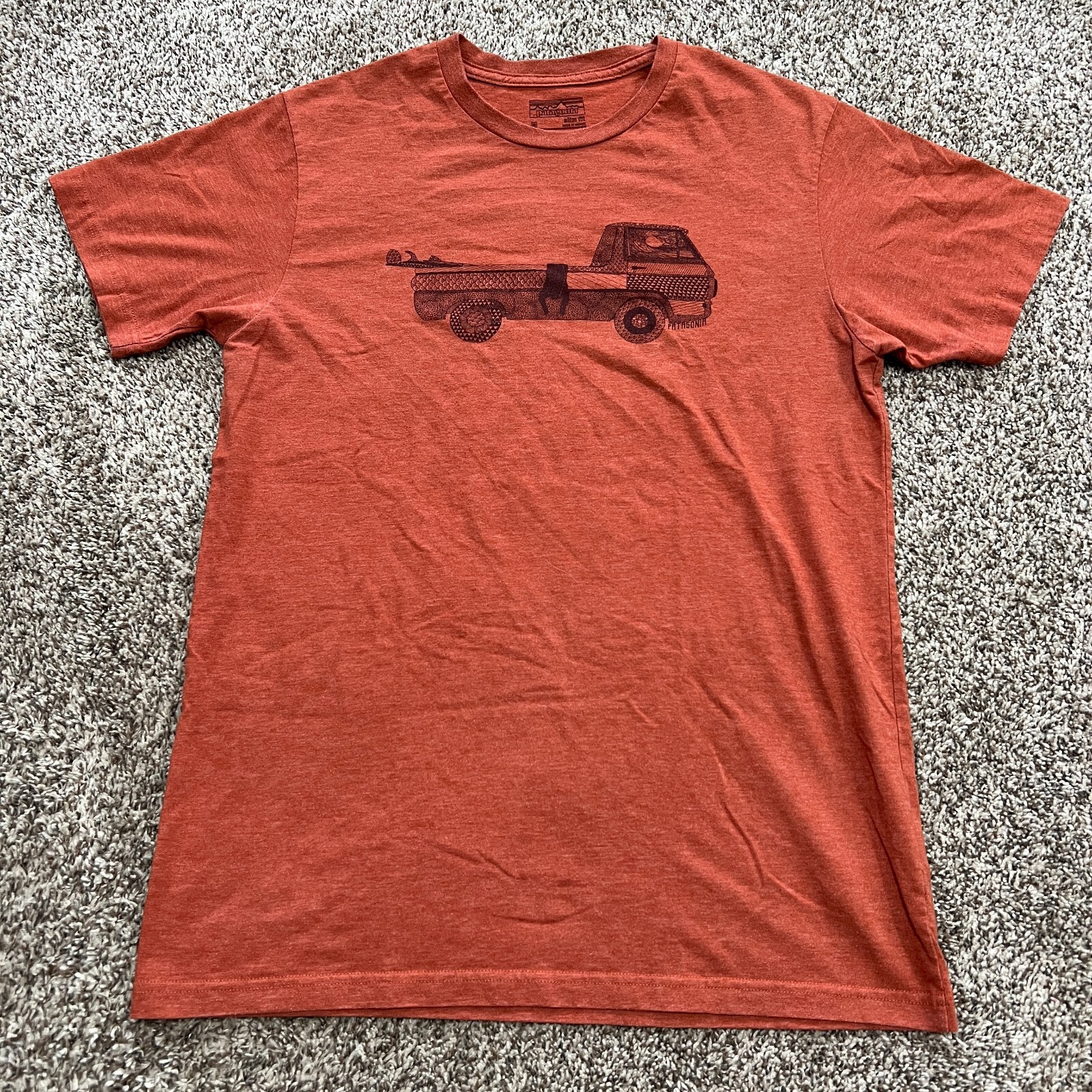 Patagonia Slim Fit Organic Cotton Men's T-Shirt Size M Burnt Orange Surf Truck gallery