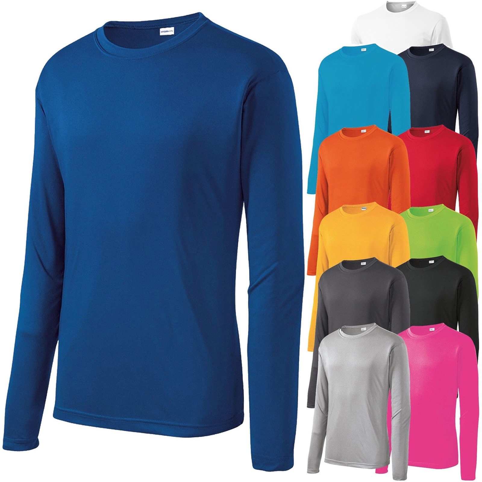 Mens Long Sleeve T-Shirt Base Layer Moisture Wicking Workout Dri-Fit XS-4XL NEW gallery