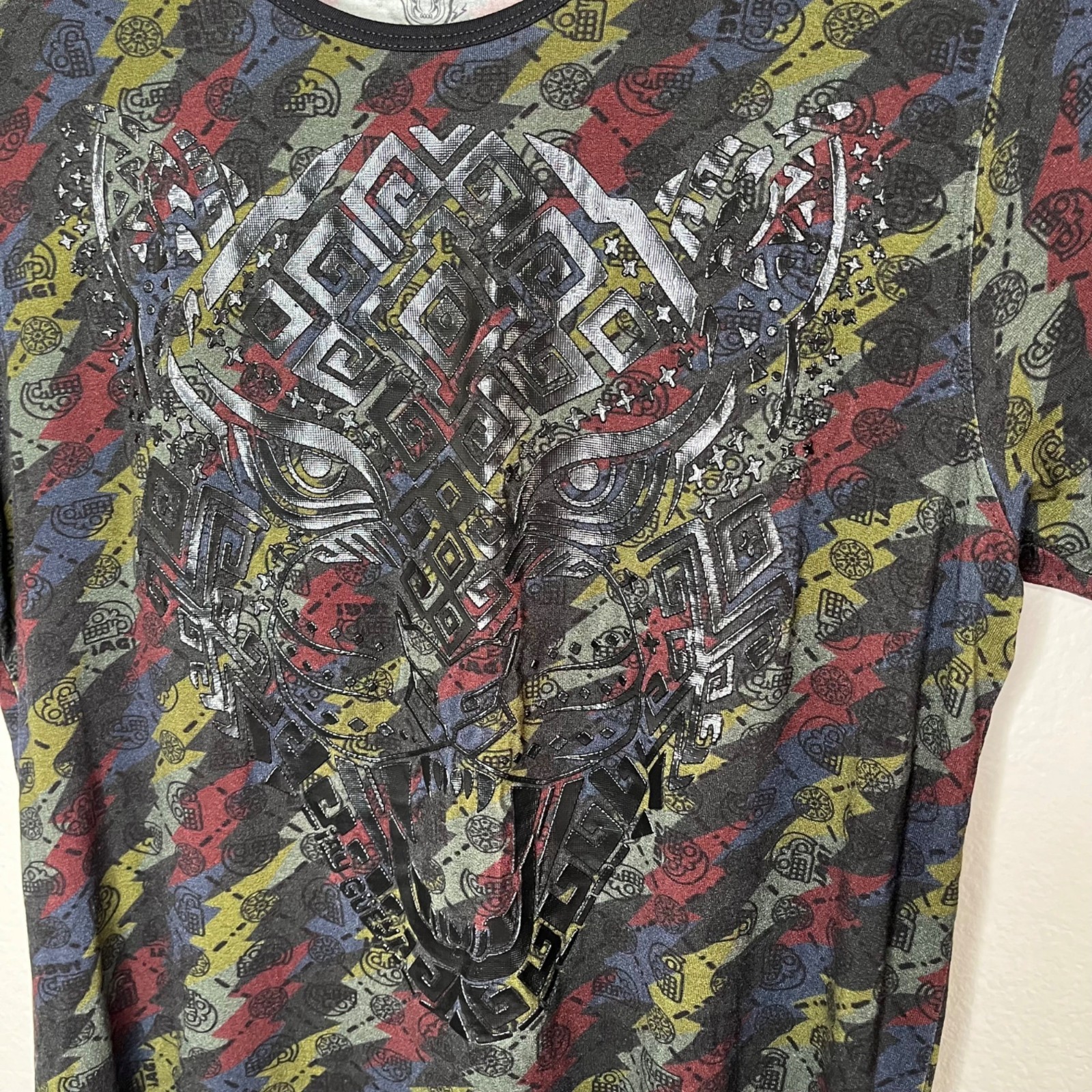 Ah Guey Mens 3d Print Jaguar Mayan Aztec Short Sleeve Shirt Medium gallery