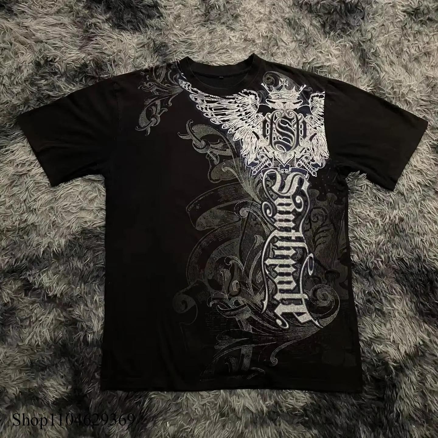 Classic Y2k Gothic Style T-shirt Print Oversized T Shirt High Street Shirts