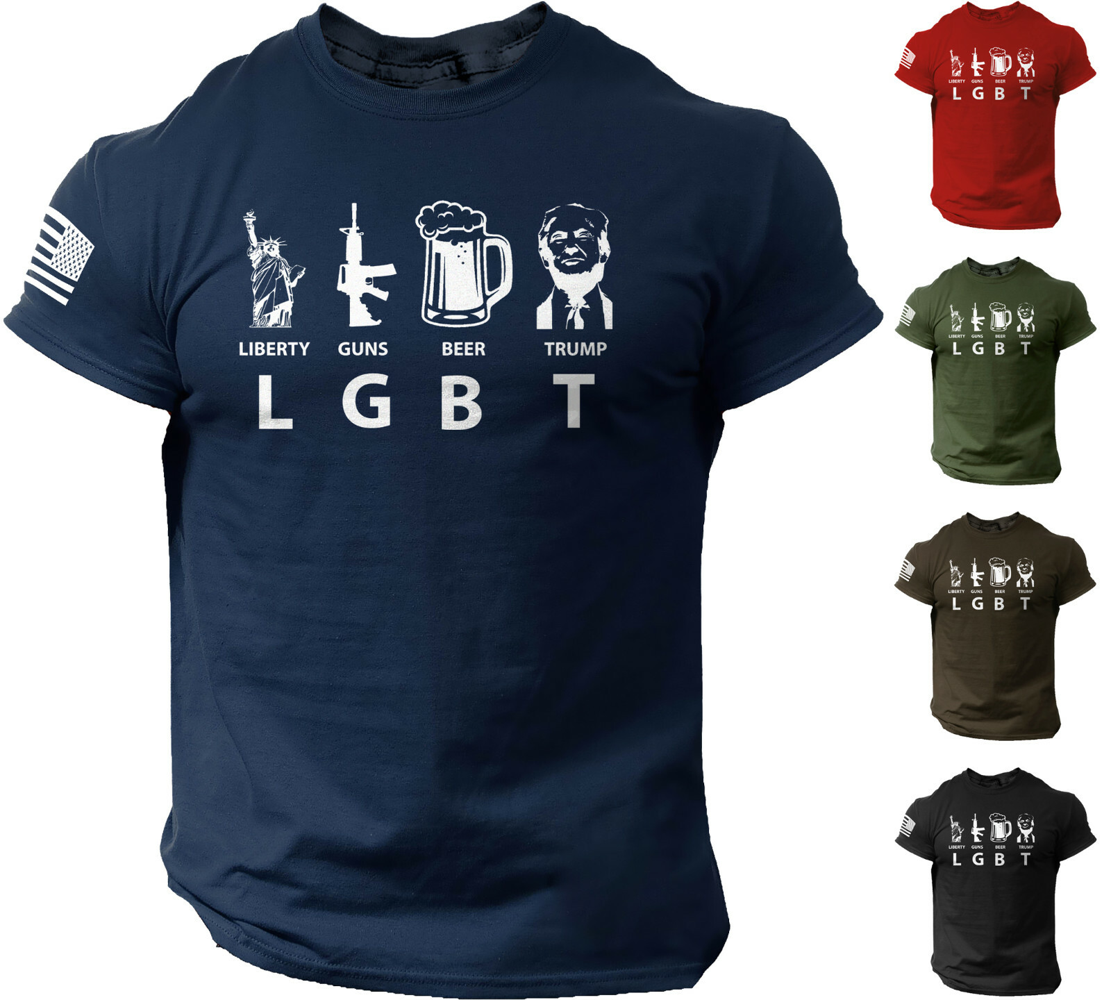 Men T Shirt Liberty Guns Beer Trump Funny gallery