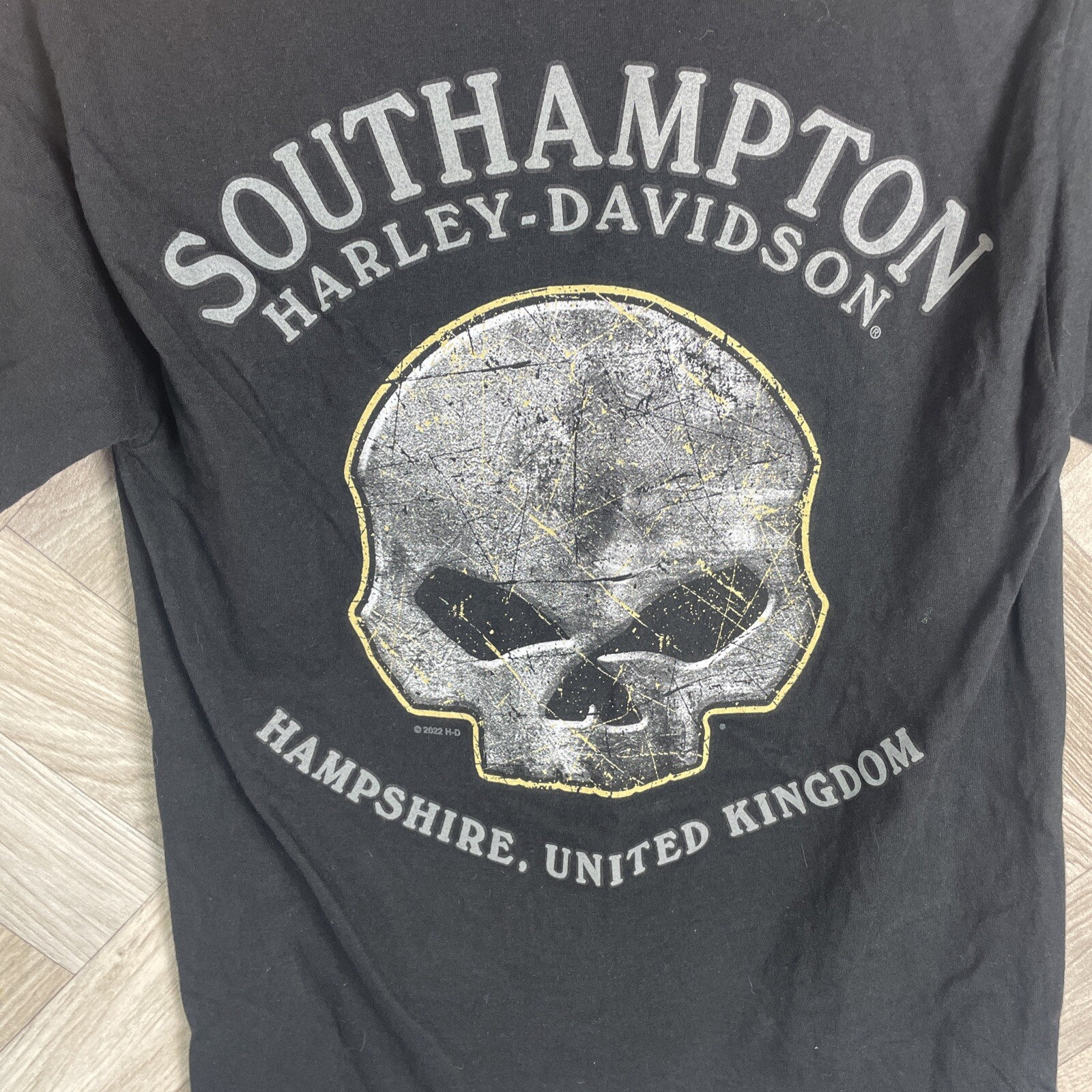 Harley Davidson Hampshire United Kingdom Black Graphic Print T Shirt Size Small gallery