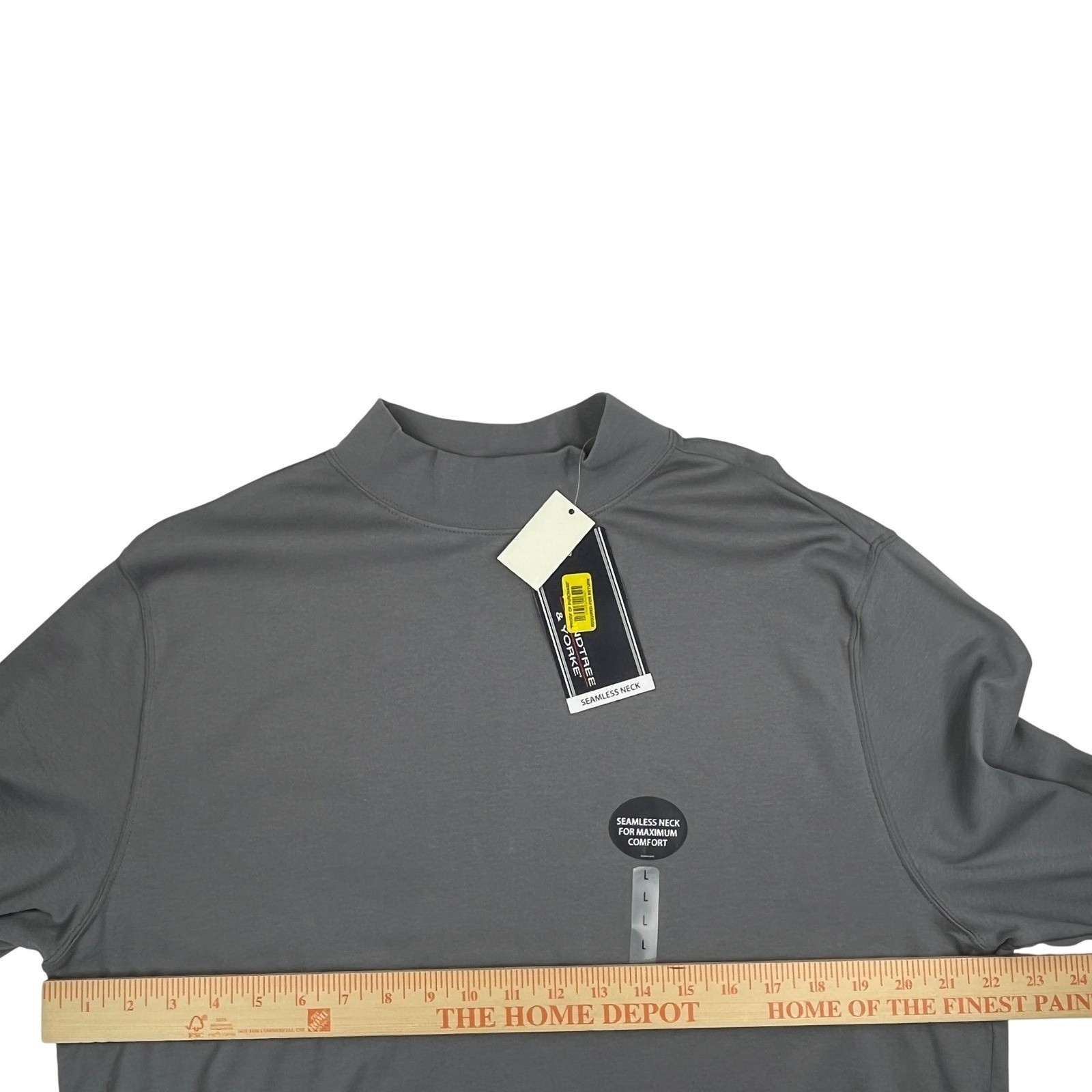 Roundtree & Yorke Mens Large Gray Seamless Mock Neck Long Sleeve Shirt NWT gallery