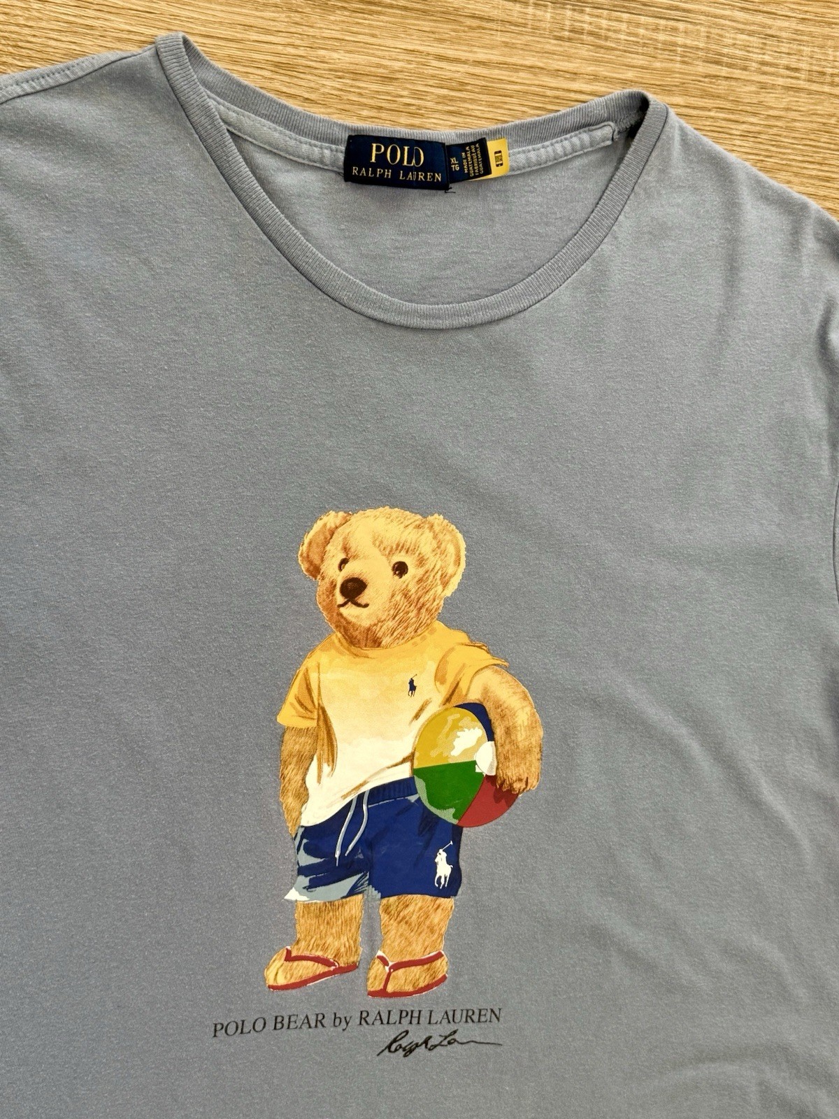 Ralph Lauren Polo Bear Tee Shirt Short Sleeve Sky Blue Beach Sandals Ball Men XL gallery
