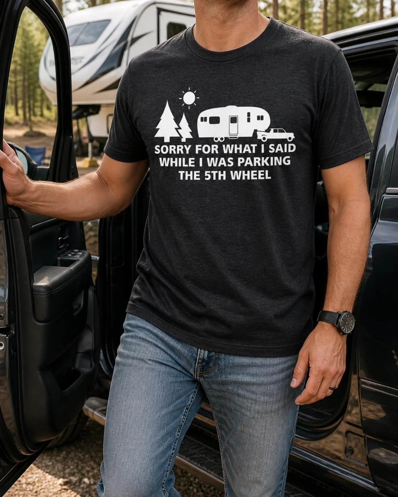 Funny 5th Wheel Parking RV Camper Shirt, Camping Tee, RV Owner Gift T-Shirt gallery