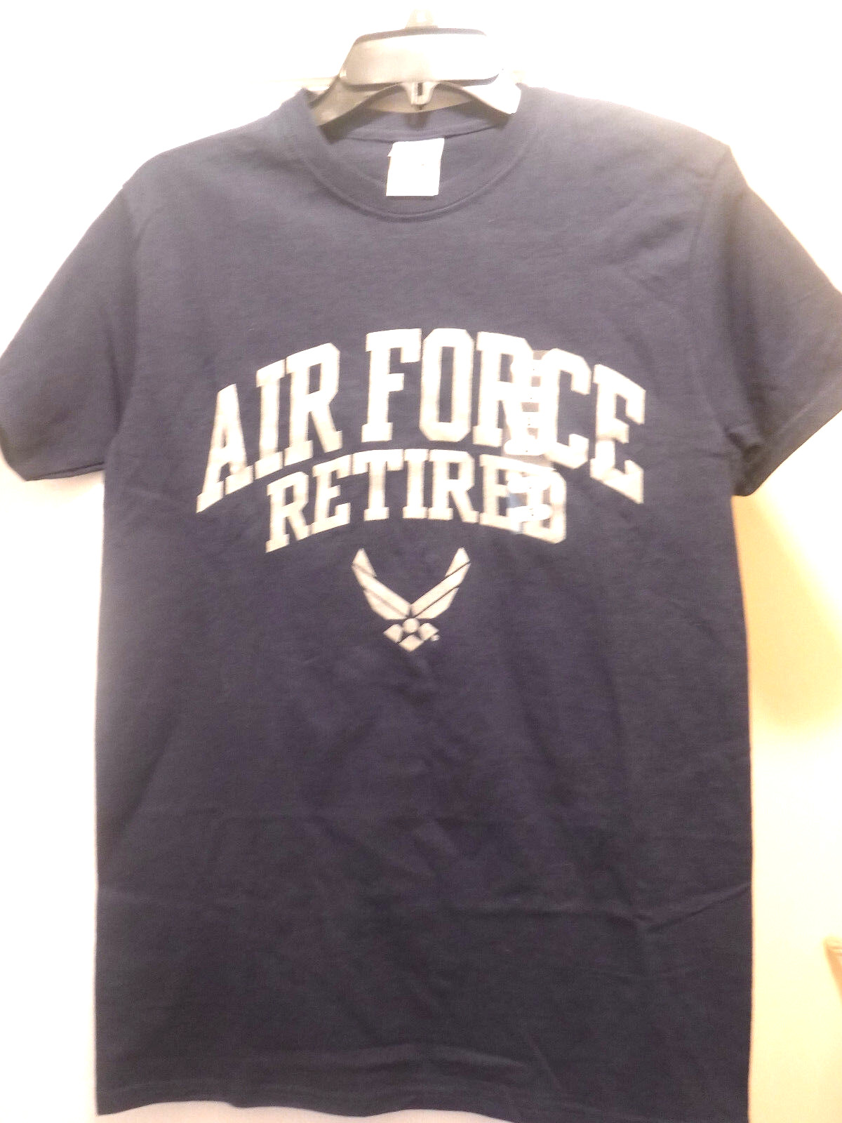 US Air Force Retired Men's Short Sleeve T-Shirt, Navy w Silver Letters, Sz S,New gallery