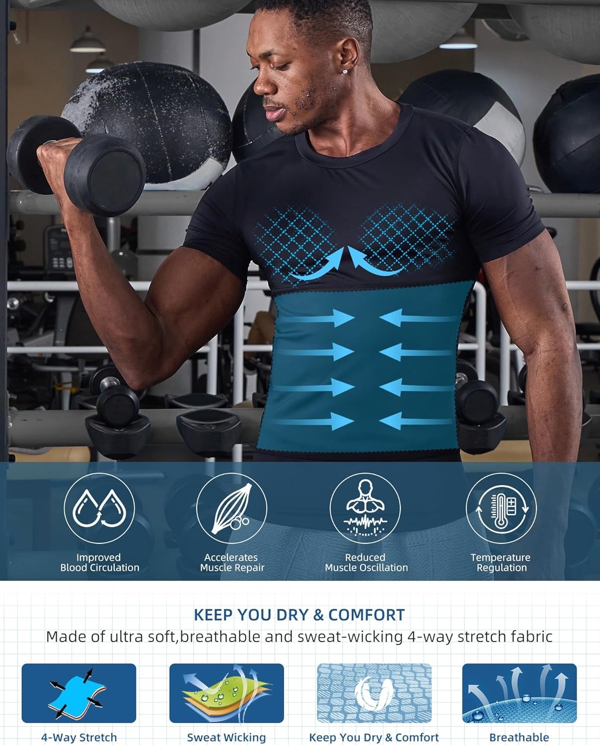 Mens Compression Shaping Undershirt Tummy Control Slimming Body Shaper Tank Top gallery