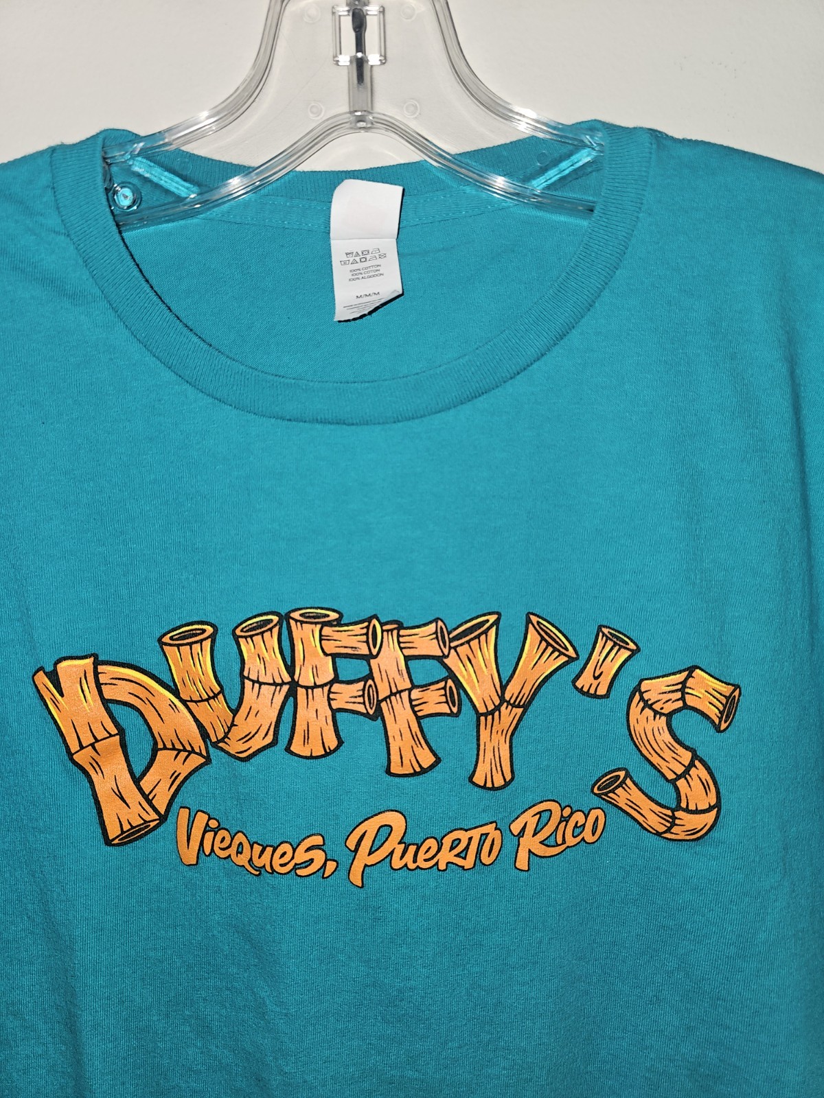 Duffys Vieques Puerto Rico Medium Mens Blue Double-sided Graphic Logo Tshirt gallery