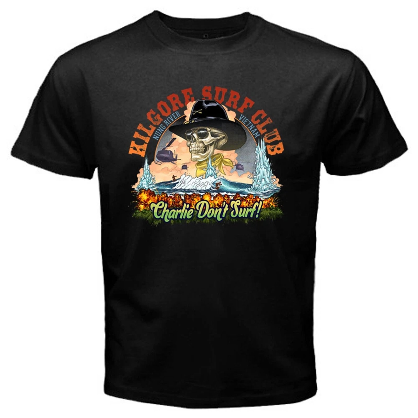 Kilgore Surf Club Charlie Don T Surf Mens Black Graphic Tee gallery