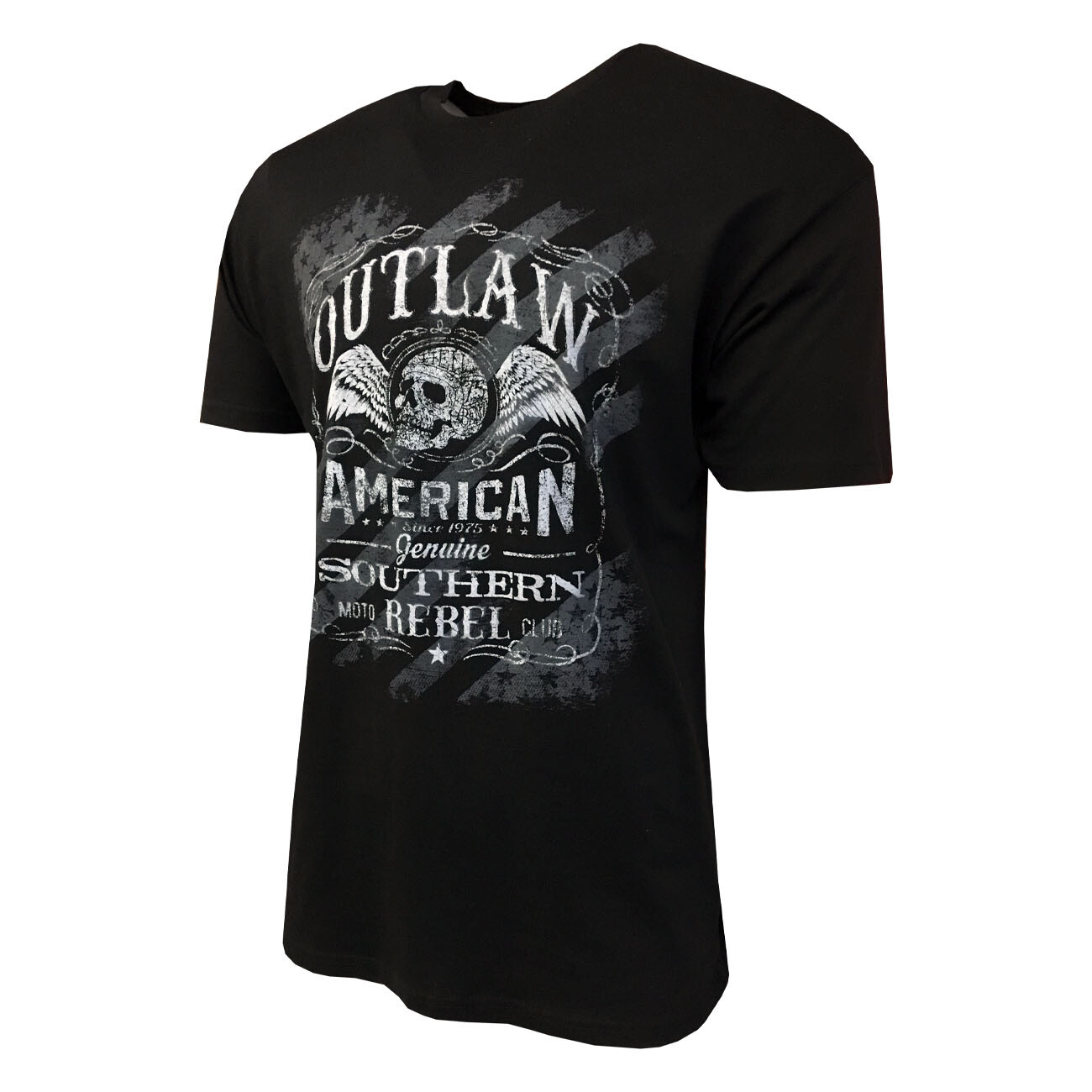 Outlaw Southern Rebel Men's T-shirt- American Moto Club - Skull-Wings Black gallery