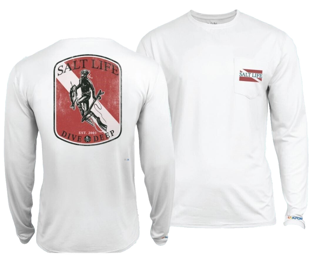 Salt Life SLX UVapor L/S Pocket Ocean Hunt DIVE Scuba Adult M Live Salty NWT gallery
