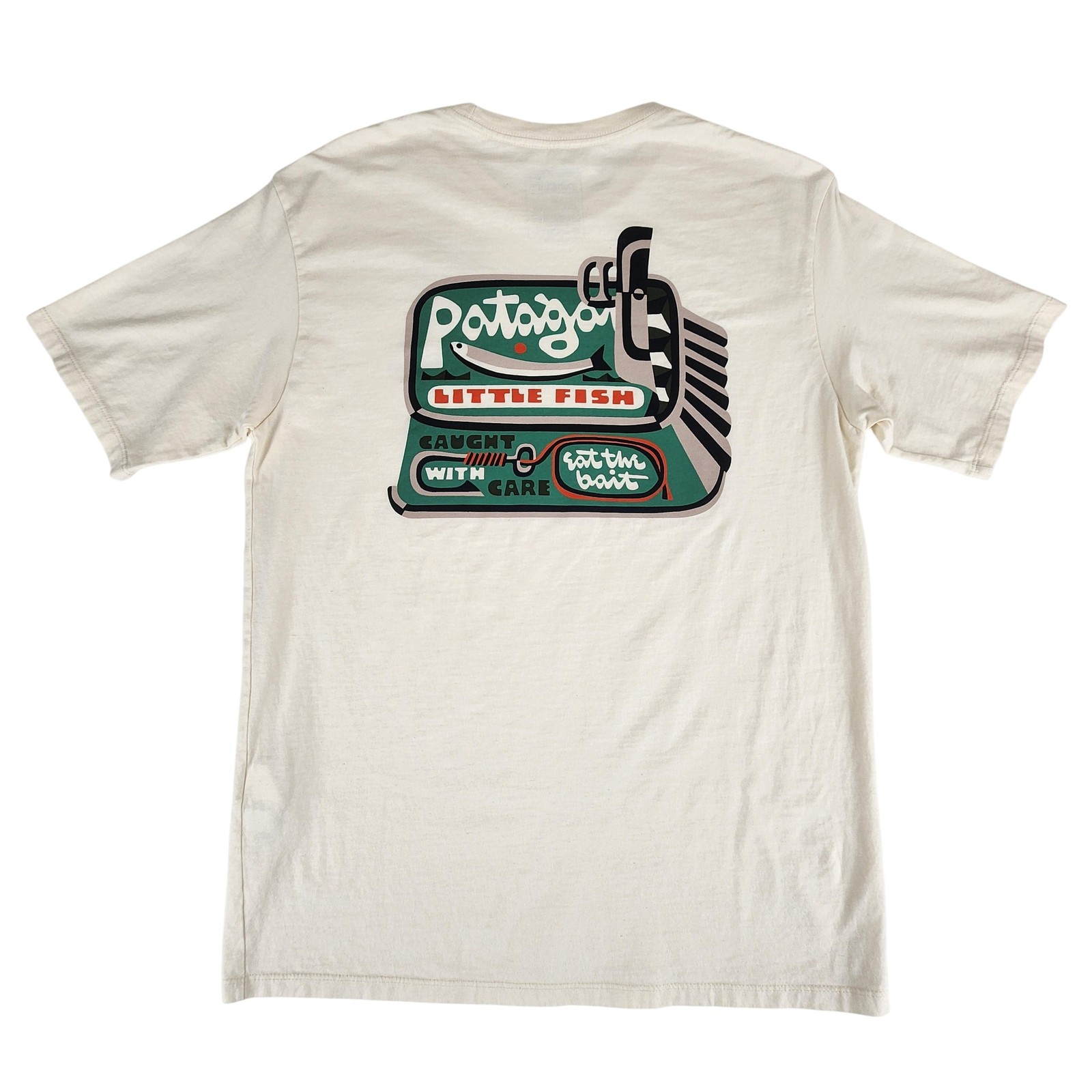 Patagonia Shirt Mens Small Undyed Natural Aquatic Action Little Fish Organic Tee gallery