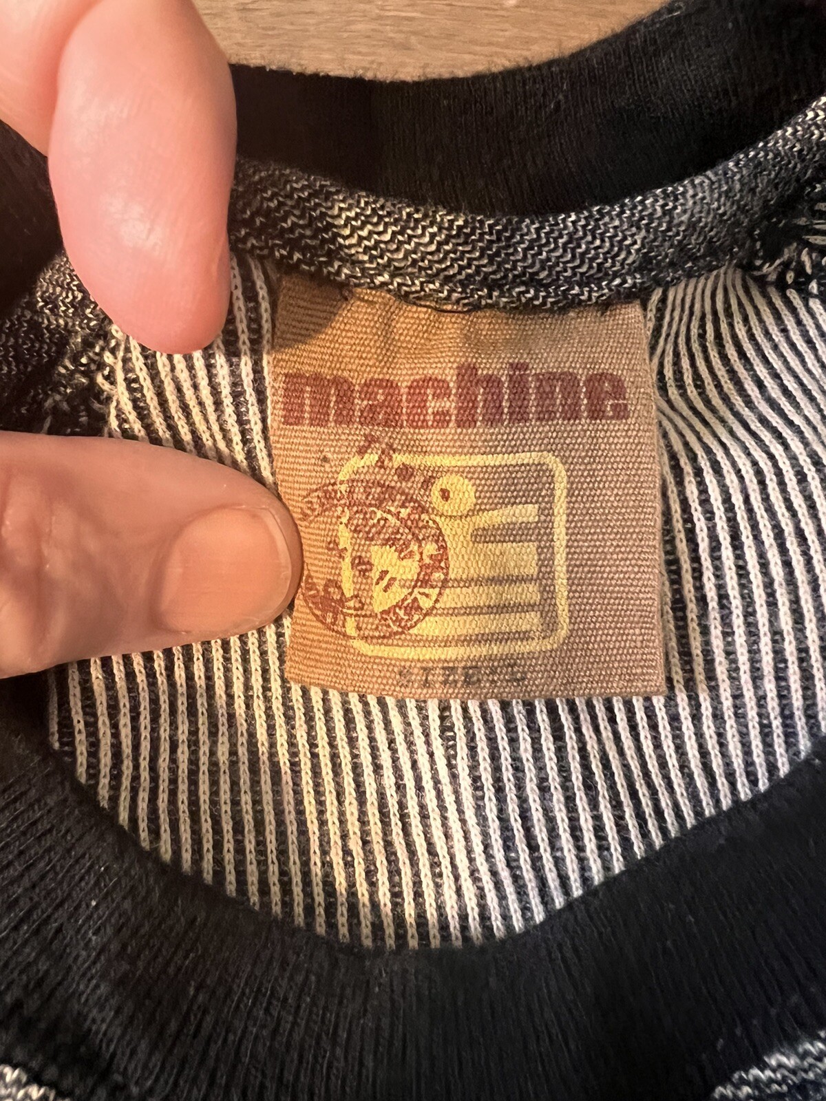 MACHINE PULLOVER LONG SLEEVE RIBBED SHIRT SIZE LARGE GRAY 100% COTTON TEXTURED gallery