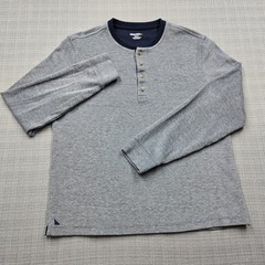 UNTUCKit Shirt Mens Medium Blue Long Sleeve Cascudo Henley Herringbone Knit