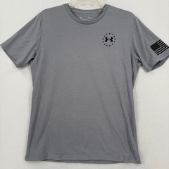 Under Armour Men’s Medium Freedom HeatGear T-Shirt Gray Flag Graphic Loose Fit