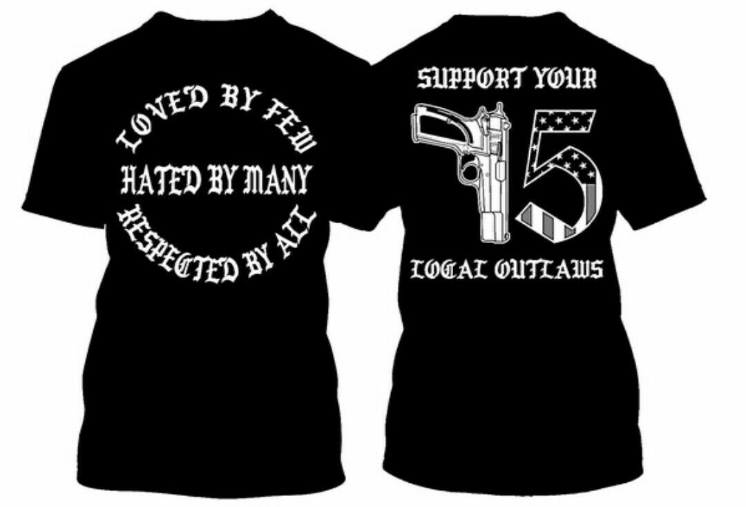 2 Sided Support your local Outlaws Biker Motorcycle MC t shirt tee outlaw Gun gallery