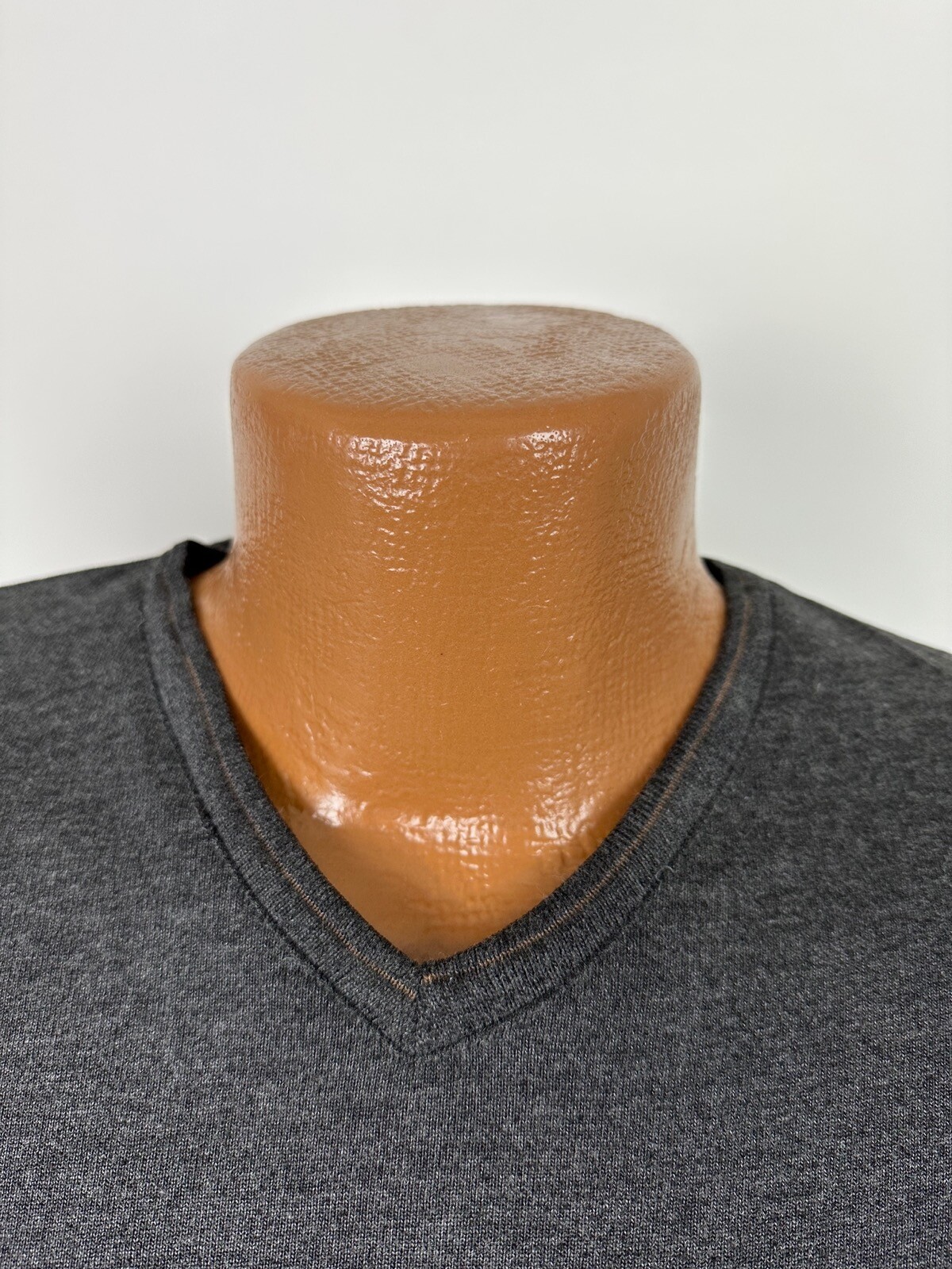 Vintage 90s V-Neck Shirt Men Large Minimal Gray Heavy Rayon Blend Robert Stock gallery