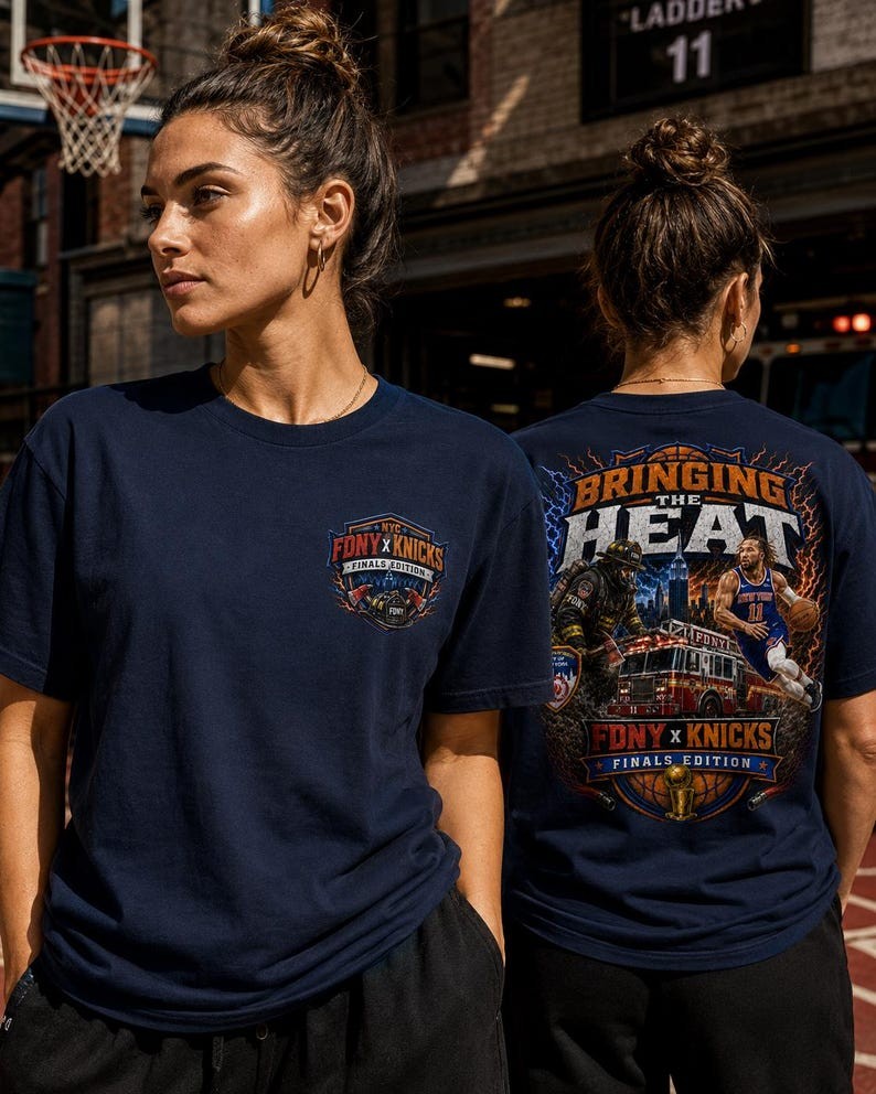 NYC Firefighter Hoops 90s Vintage Graphic Tee Bringing The Heat T-Shirt